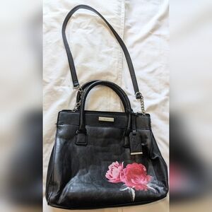 Nine West Floral Satchel Bag with Top Handles and Crossbody Strap